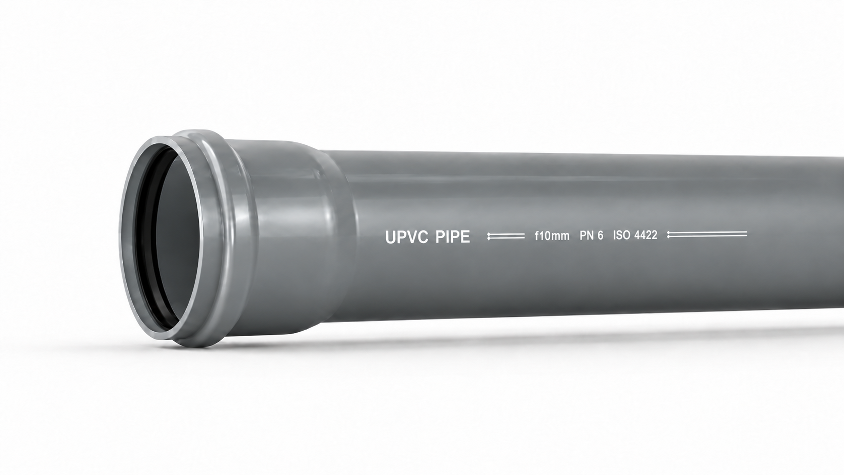 Gray UPVC pipe with socket gasket